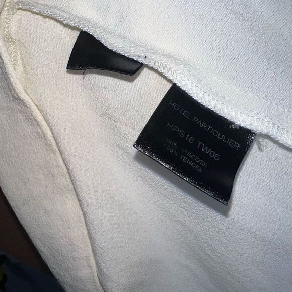 Hotel Particulier White Ivory Lattice Trimmed Long Sleeve Blouse, Women’s Large - Picture 8 of 14